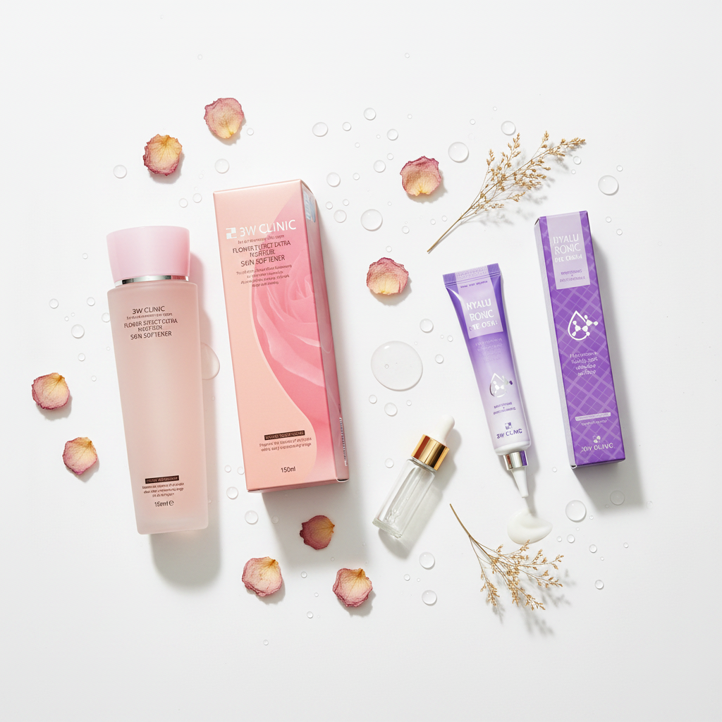 Desert Moisture Bomb DIY Kit - 3W Clinic Flower Effect Extra Moisture Skin Softener & Hyaluronic Eye Cream
