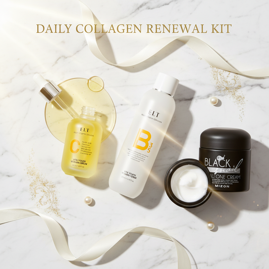 Daily Collagen Renewal Kit - ELT Vitamin Toner, ELT Vitamin Serum, Mizon Black Snail All In One Cream